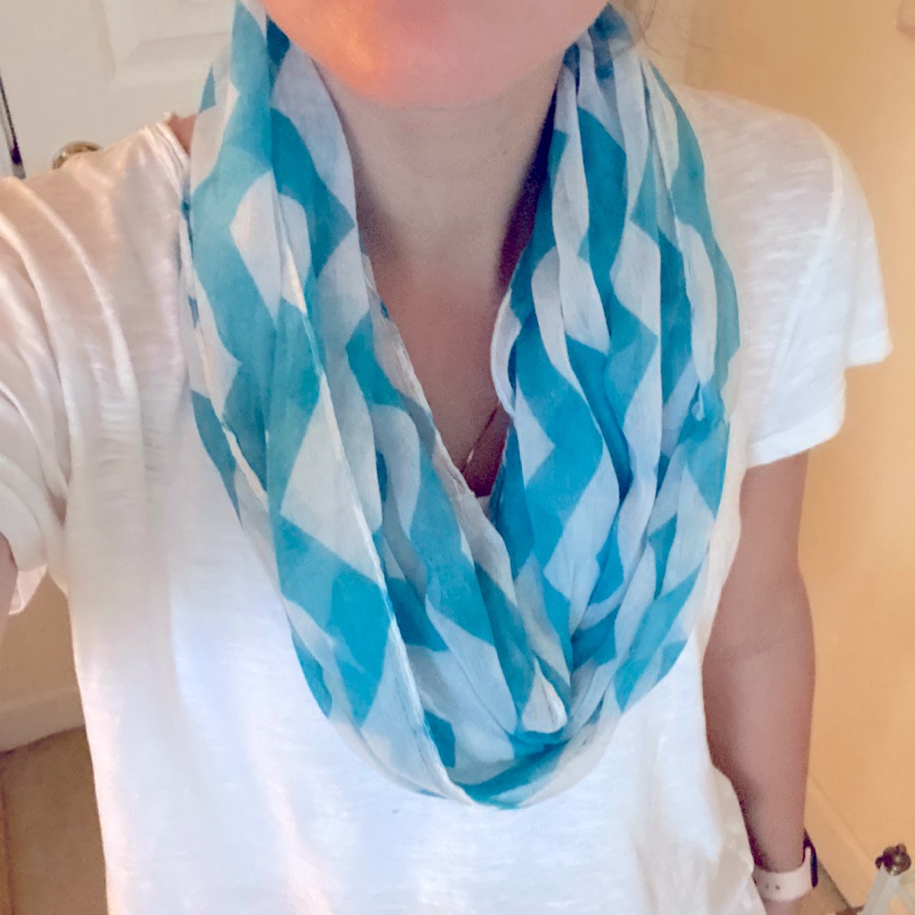 Blue  White Zigzag Infinity Scarf